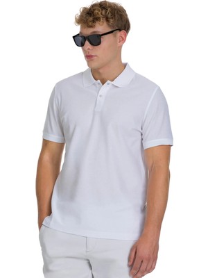 Hatemoğlu Beyaz Regular Fit 100% Pamuk Polo Yaka  Merserize Tişört