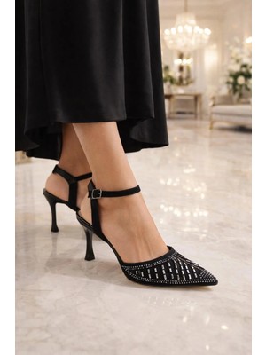 Odesa Ayakkabı Kadın Taş Işlemeli  Slingback Ince Topuk Ayakkabı