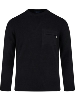 Hatemoğlu Siyah Regular Fit Bisiklet Yaka Kazak