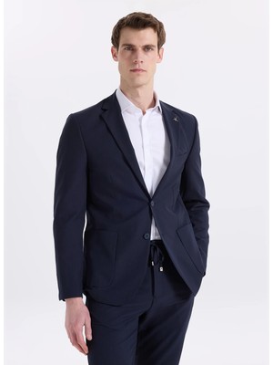 Fabrika Slim Fit Lacivert Erkek Çizgili Ceket Napoli- Ft- 2A