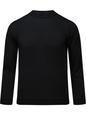 Hatemoğlu Siyah Regular Fit Yarım Balıkçı Yaka Rayon Kazak