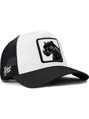 BlackBörk Panter Logolu Siyah Beyaz Trucker Şapka