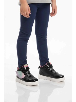 Cool Siyah Cırtlı Hafif Bilek Boy Kız Çocuk Sneaker Bot Helen F