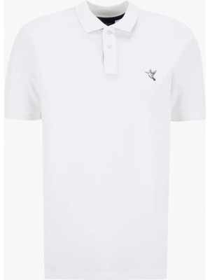 Fabrika Diyagonal Kırık Beyaz Erkek Polo T-Shirt F6SM-TST 2103