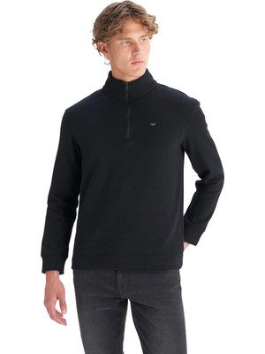 Wrangler Erkek Half  Zip Siyah Erkek Sweatshirt