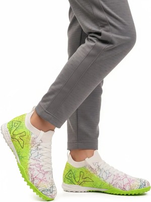 Playup Beyaz Yeşil Bilekten Lastikli Unisex Halı Saha Ayakkabısı GH-252-153 G