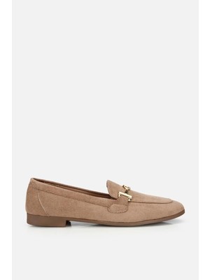 Yaya By Hotiç Kadın Vizon Süet Gold Tokalı Loafer