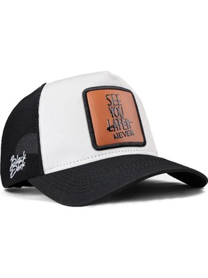 BlackBörk See You Later Never Logolu Siyah-Beyaz Trucker Şapka