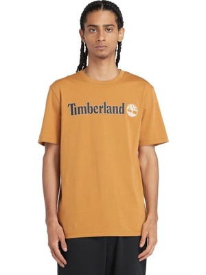 Timberland Linear Logo Erkek Sarı Yuvarlak Yaka Tişört