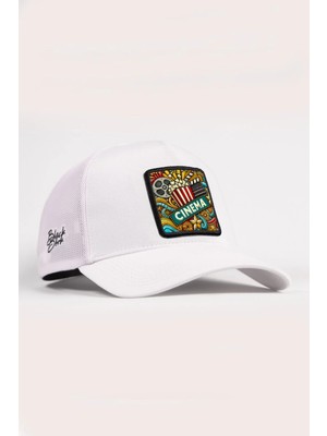 BlackBörk Sinema Logolu Beyaz Trucker Şapka