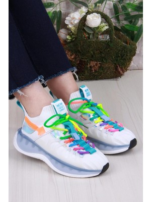 Guja Karsu Rahat Esnek Özel Tasarım Renkli Bağcuklı Sneaker Kadın Ayakkabı