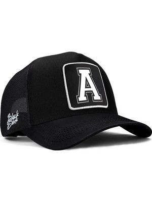 BlackBörk A Harf Logolu Siyah Trucker Şapka
