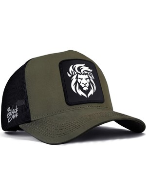 BlackBörk Aslan Logolu Haki-Siyah Trucker Şapka