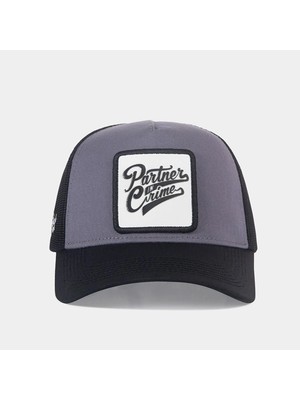 BlackBörk Partner In Crime Logolu Siyah-Gri Trucker Şapka