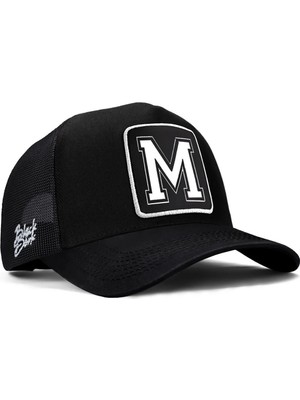 BlackBörk M Harf Logolu Siyah Trucker Şapka