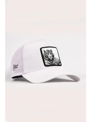 BlackBörk Bengal Kaplan Logolu Beyaz Trucker Şapka