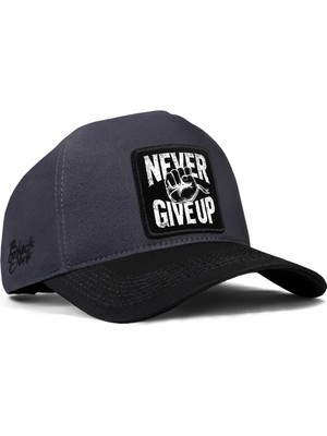 BlackBörk Never Give Up Logolu Siyah-Antrasit Beyzbol Şapka