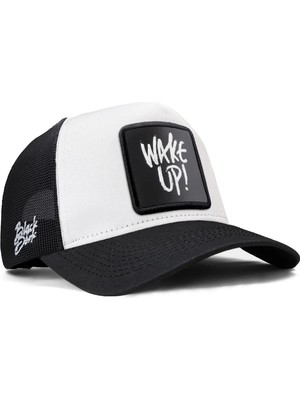 BlackBörk Wake Up Logolu Siyah-Beyaz Trucker Şapka
