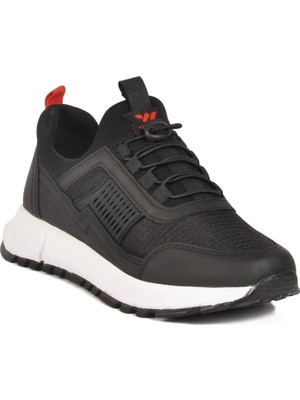 Walkway Nans 6006 G Siyah-Kırmızı Fileli Kilit Bağcıklı Unisex Spor Ayakkabı