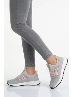 Walkway Buz Pudra Fileli Hafif Esnek Kilit Bağcıklı Unisex Spor Ayakkabı Motano G