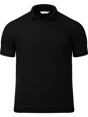 Hatemoğlu Siyah Regular Fit Polo Yaka Pamuklu Tişört