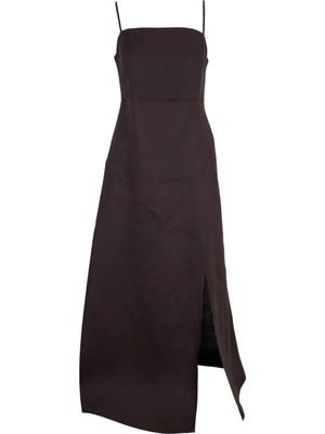 Fabrika Kahve Kadın Kare A-Form Fit Elbise F6SL-ELB0151