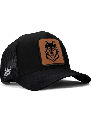 BlackBörk Kurt Logolu Siyah Trucker Şapka