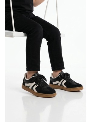 Cool Siyah Cırtlı Bağcıklı Unisex Çocuk Spor Ayakkabı Berry F