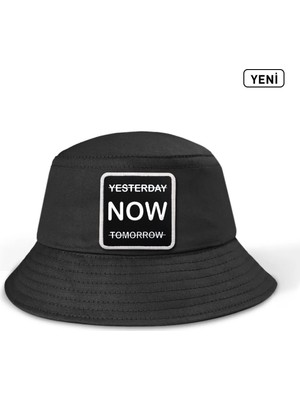 BlackBörk Bucket Yesterday Now Tomorrow Logolu Siyah Şapka