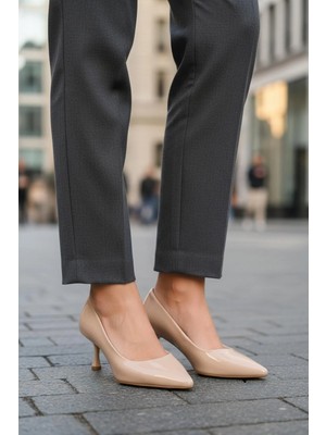 Ayakmod 695033 Z Bej Rugan Kadın Topuklu Ayakkabı