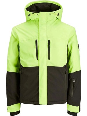 Jack & Jones Erkek Jcoalpıne Kapüşonlu Su Geçirmez Softshell Mont 12241637 Neon Yeşil