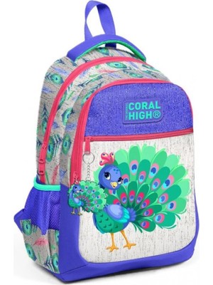 Coral High Tavuskuşu Desenli Büyük Boy Okul Sırt Çantası 23488