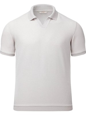 Hatemoğlu Ekru Regular Fit Polo Yaka Pamuklu Tişört
