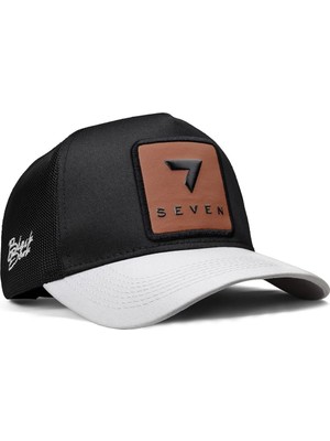 BlackBörk 7 Numara Logolu Beyaz-Siyah Trucker Şapka