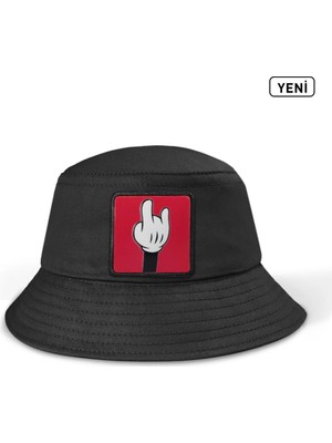BlackBörk Parmak Logolu Siyah Bucket Şapka