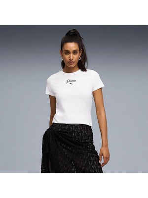 Puma Essential Script Kadın Beyaz Tişört