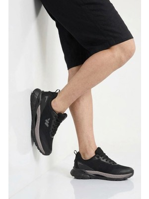 Walkway Siyah-Koyu Gri Hafızalı Taban Ithal Fileli Hafif Esnek Erkek Spor Ayakkabı Relaxon M