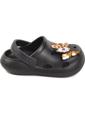 Ayakmod Siyah Unisex Çocuk Sabo Terlik Yumurcak B