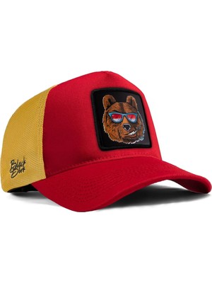 BlackBörk Ayı Logolu Kırmızı-Sarı Trucker Şapka