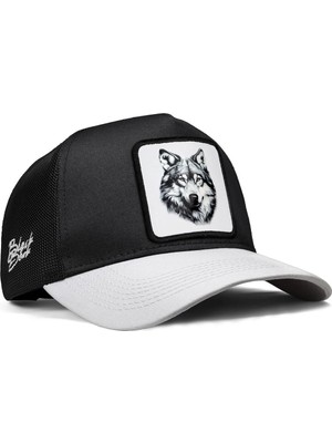 BlackBörk Kurt Logolu Beyaz-Siyah Trucker Şapka