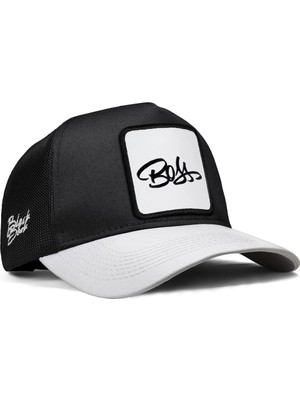 BlackBörk Boss Logolu Beyaz-Siyah Trucker Şapka