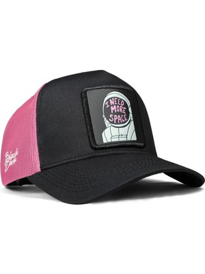 BlackBörk Space Logolu Siyah-Pembe Trucker Şapka