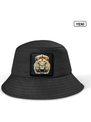 BlackBörk Bucket Aslan Logolu Siyah Şapka