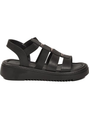Ayakmod 35397 G Siyah Kadın Sandalet