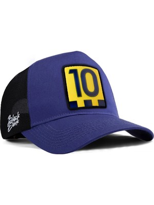 BlackBörk Futbol Sarı Lacivert Logolu Siyah-Mavi Trucker Şapka