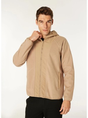 Jeep Bej Erkek Kapüşon Yaka Relaxed Polar Sweatshirt C4WM-SWT4268