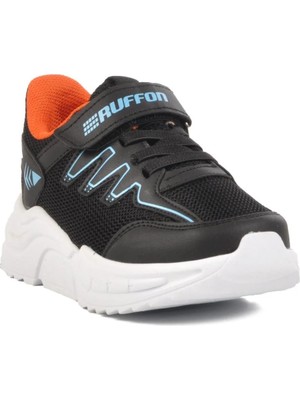 Walkway 2320 Ruffon P Siyah-Turuncu Hafif Esnek Çocuk Spor Ayakkabı