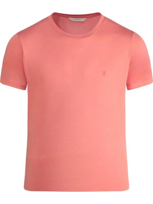 Hatemoğlu Pembe Regular Fit Bisiklet Yaka Tişört