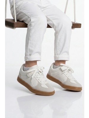 Cool Beyaz Cırtlı Bağcıklı Unisex Çocuk Spor Ayakkabı Berry F