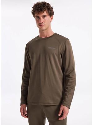 Discovery Expedition D4WM-TST3275 Haki Bisiklet Yaka Relaxed Düz Erkek Uzun Kollu T-Shirt